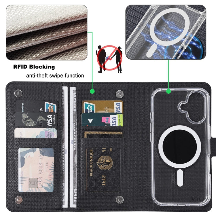 For iPhone 14 Plus ViLi GHA-C Series RFID MagSafe Magnetic Flip Leather Phone Case(Black) - iPhone 14 Plus Cases by ViLi | Online Shopping UK | buy2fix