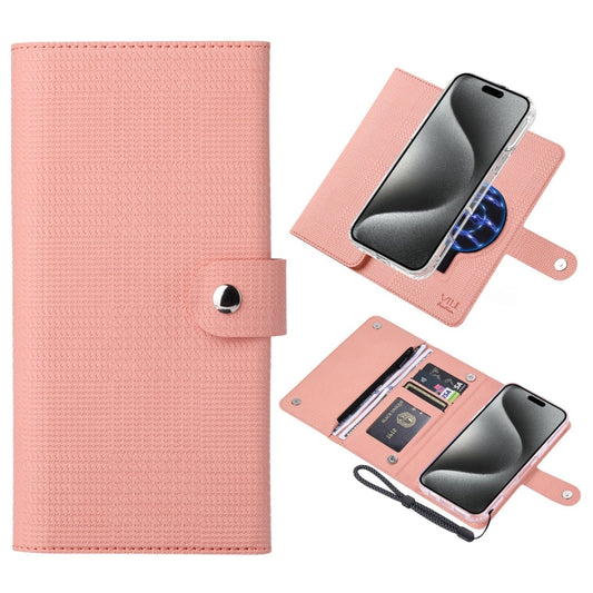 For iPhone 15 Pro ViLi GHB-C Series RFID MagSafe Magnetic Flip Leather Phone Case(Pink) - iPhone 15 Pro Cases by ViLi | Online Shopping UK | buy2fix