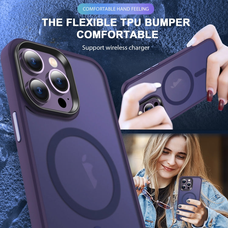 For iPhone 14 Pro MagSafe Magnetic Skin Feel Frosted Phone Case(Dark Purple) - iPhone 14 Pro Cases by buy2fix | Online Shopping UK | buy2fix