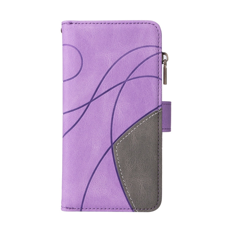 For Redmi K70 Dual-color 9 Card Slots Zipper Wallet Leather Phone Case(Purple) - K70 Cases by buy2fix | Online Shopping UK | buy2fix