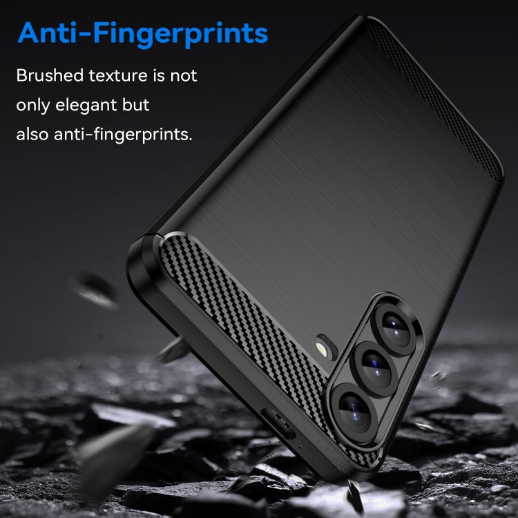 For Samsung Galaxy S25+ 5G Carbon Fiber Brushed Texture TPU Phone Case(Black) - Galaxy S25+ 5G Cases by buy2fix | Online Shopping UK | buy2fix