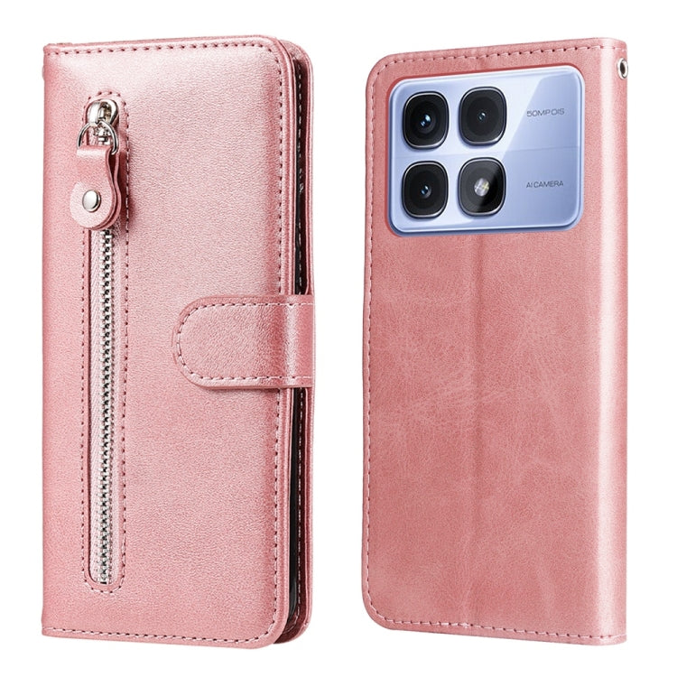 For Redmi K70 Ultra Fashion Calf Texture Zipper Leather Phone Case(Rose Gold) - Xiaomi Cases by buy2fix | Online Shopping UK | buy2fix