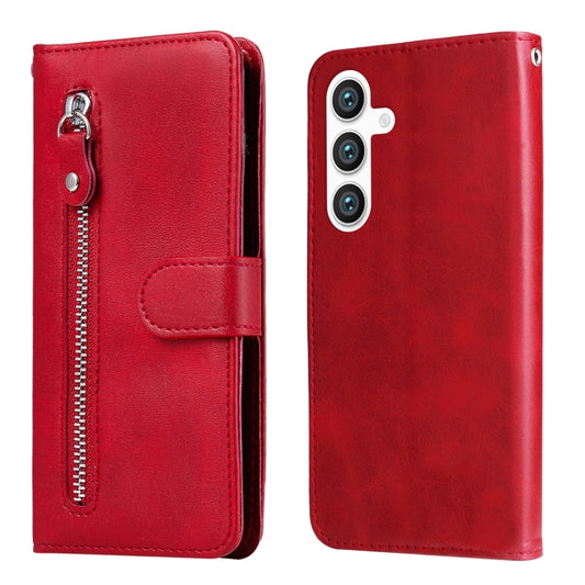 For Samsung Galaxy S25+ 5G Fashion Calf Texture Zipper Leather Phone Case(Red) - Galaxy S25+ 5G Cases by buy2fix | Online Shopping UK | buy2fix