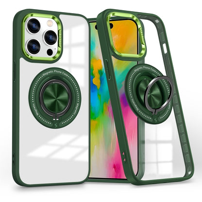 For iPhone 16 Pro Max Magnetic Rotating Ring Holder Phone Case(Dark Green) - iPhone 16 Pro Max Cases by buy2fix | Online Shopping UK | buy2fix