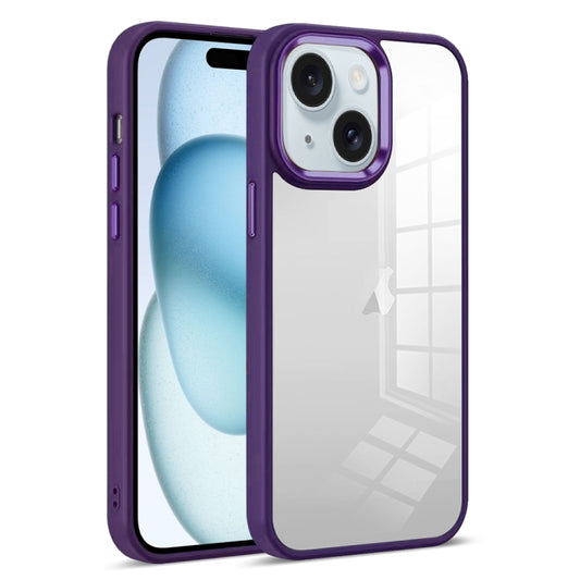 For iPhone 15 Plus Colorful Armor Transparent Phone Case(Purple) - iPhone 15 Plus Cases by buy2fix | Online Shopping UK | buy2fix