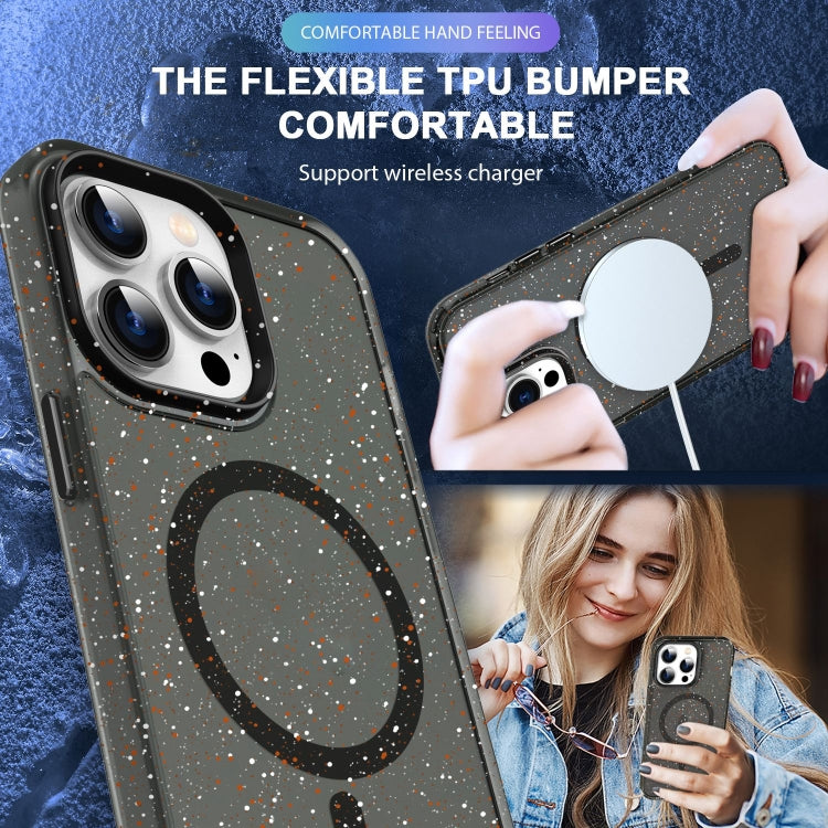 For iPhone 11 Colorful Ink-splash Magsafe PC Hybrid TPU Phone Case(Black) - iPhone 11 Cases by buy2fix | Online Shopping UK | buy2fix