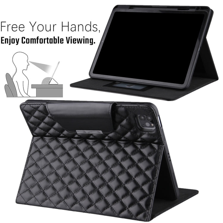 For iPad Pro 11 2024 Checkered Hardware Buckle Leather Smart Tablet Case(Black) - iPad Pro 11 2024 Cases by buy2fix | Online Shopping UK | buy2fix