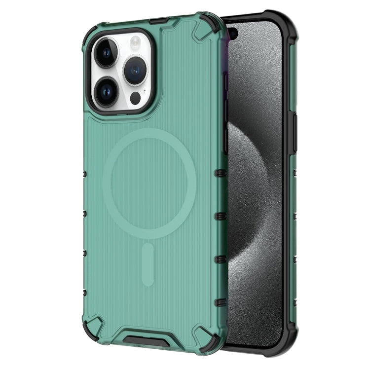 For iPhone 15 Pro Grating Airbag Shockproof MagSafe Frosted Phone Case(Green) - iPhone 15 Pro Cases by buy2fix | Online Shopping UK | buy2fix