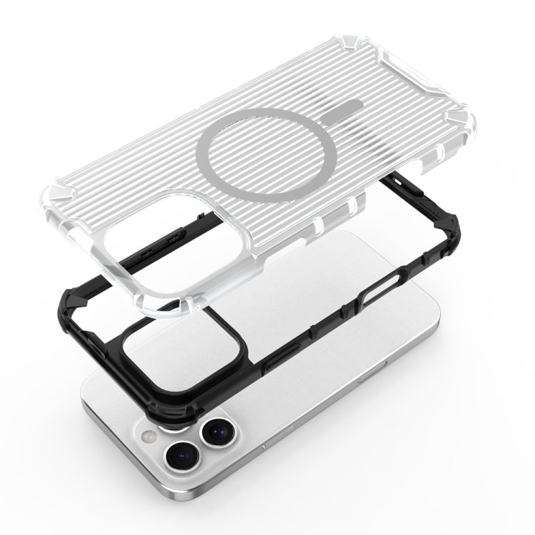 For iPhone 16 Plus Grating Airbag Shockproof MagSafe Frosted Phone Case(Transparent) - iPhone 16 Plus Cases by buy2fix | Online Shopping UK | buy2fix