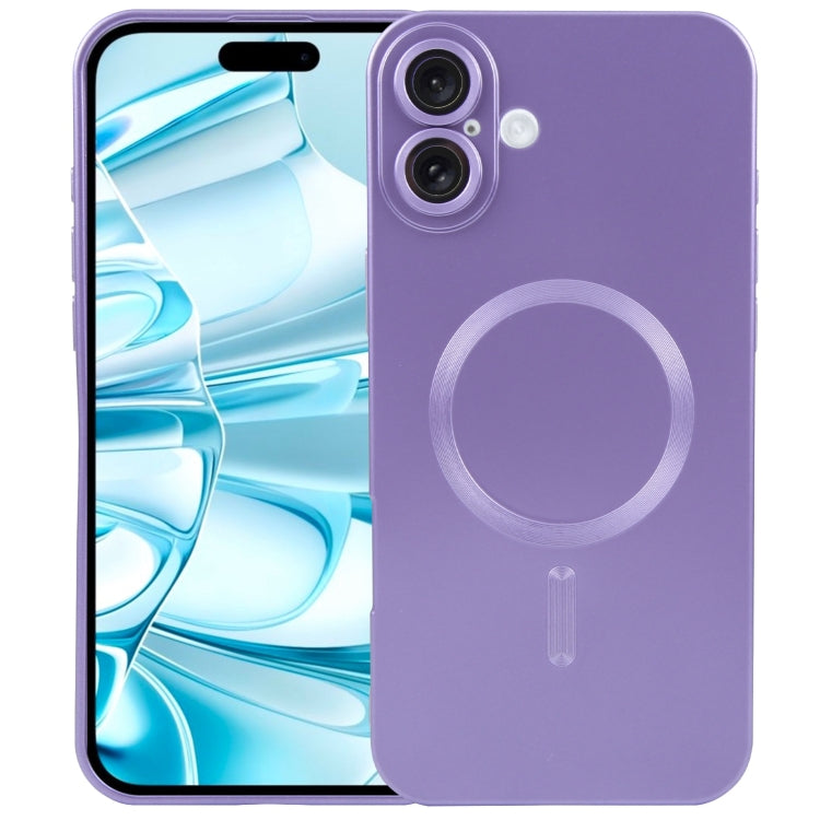 For iPhone 16 Liquid TPU Silicone Solid Color MagSafe Phone Case(Purple) - iPhone 16 Cases by buy2fix | Online Shopping UK | buy2fix