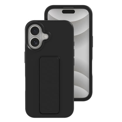 For iPhone 16 Liquid Silicone Holder Phone Case(Black) - iPhone 16 Cases by buy2fix | Online Shopping UK | buy2fix