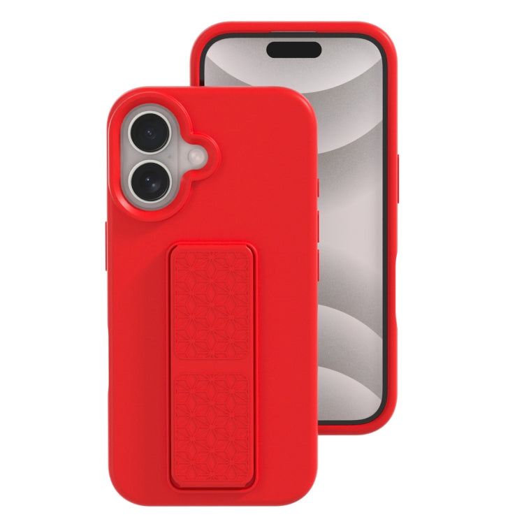 For iPhone 16 Liquid Silicone Holder Phone Case(Red) - iPhone 16 Cases by buy2fix | Online Shopping UK | buy2fix