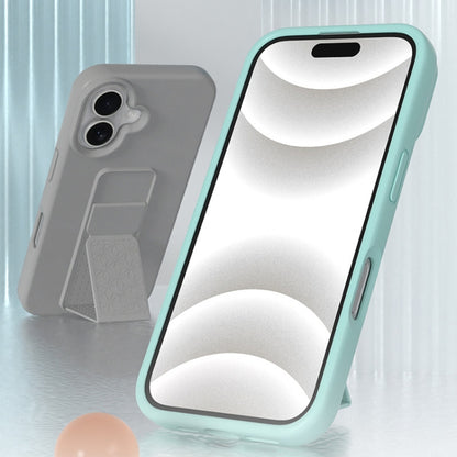 For iPhone 16 Liquid Silicone Holder Phone Case(Titanium Grey) - iPhone 16 Cases by buy2fix | Online Shopping UK | buy2fix