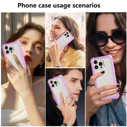 For iPhone 16 Transparent Matte TPU Hybrid PC 3-in-1 Phone Case(Purple) - iPhone 16 Cases by buy2fix | Online Shopping UK | buy2fix