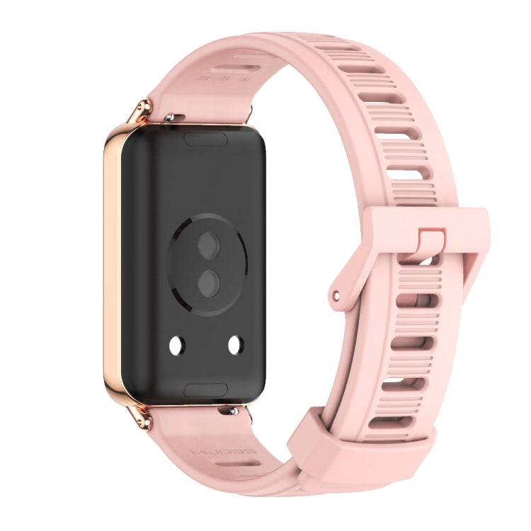 For Honor Band 9 MIJOBS Flat Hole Breathable TPU Watch Band(Pink Rose Gold) - Watch Bands by MIJOBS | Online Shopping UK | buy2fix