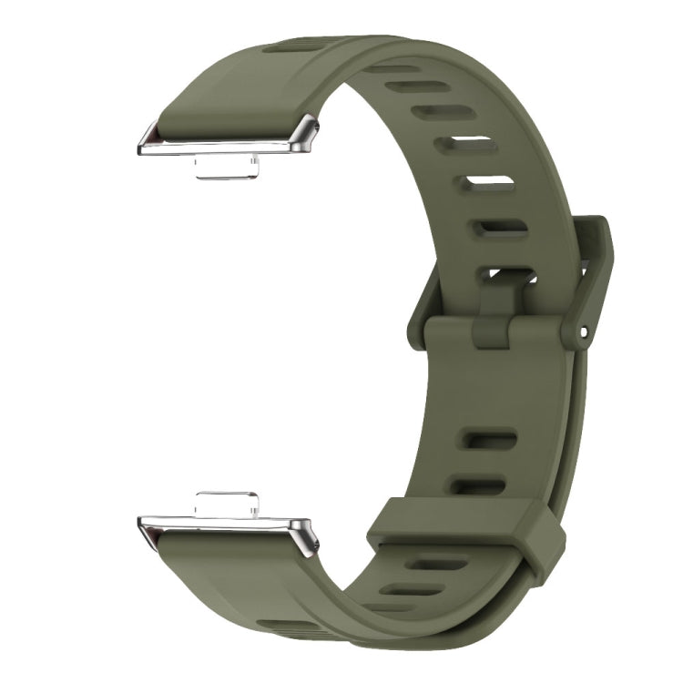 For Huawei Watch Fit3 MIJOBS Flat Hole Silicone Watch Band(Army Green Silver) - Watch Bands by MIJOBS | Online Shopping UK | buy2fix