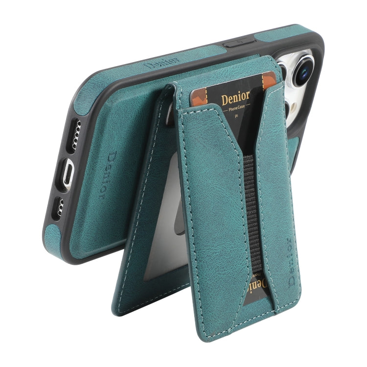 For iPhone 13 Pro Max Denior D18 Skin Feel Rotating Holder MagSafe Detachable Card Slot Phone Case(Blue) - iPhone 13 Pro Max Cases by Denior | Online Shopping UK | buy2fix