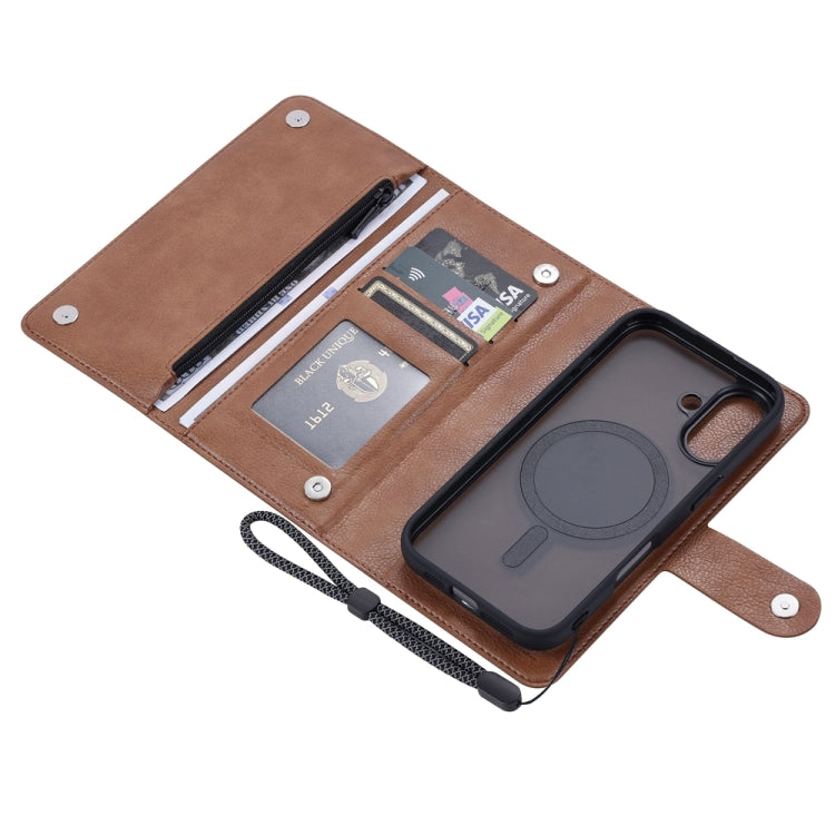 For iPhone 16 ViLi GVS Series MagSafe Magnetic RFID Leather Phone Case(Brown) - iPhone 16 Cases by ViLi | Online Shopping UK | buy2fix