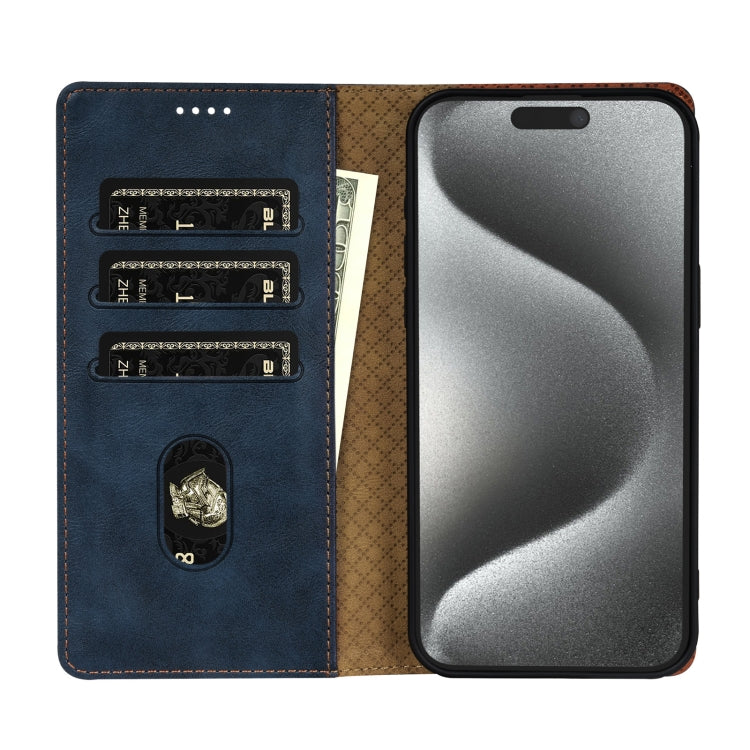 For iPhone 16 Pro N.BEKUS CSJ-P1 Solid Color Leather Phone Case(Blue) - iPhone 16 Pro Cases by N.BEKUS | Online Shopping UK | buy2fix