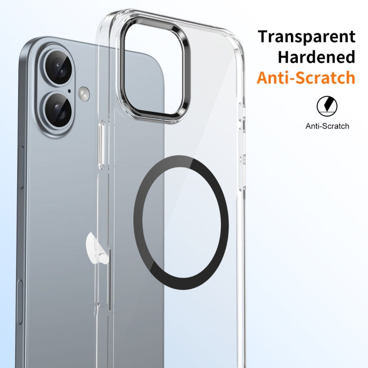 For iPhone 16 Ice Feel HD Transparent MagSafe PC Full Coverage Phone Case(Black) - iPhone 16 Cases by buy2fix | Online Shopping UK | buy2fix