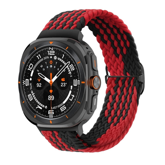 For Samsung Galaxy Watch Ultra 47mm Slide Buckle Nylon Braided Watch Band(Red Black) - Watch Bands by buy2fix | Online Shopping UK | buy2fix