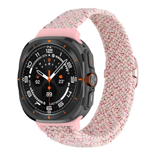 For Samsung Galaxy Watch Ultra 47mm Slide Buckle Nylon Braided Watch Band(Starlight Pink) - Watch Bands by buy2fix | Online Shopping UK | buy2fix