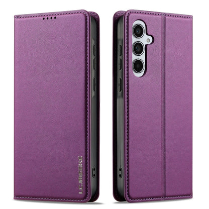 For Samsung Galaxy S24 FE 5G LC.IMEEKE L1 Series Frosted Fine Texture PU Phone Case(Purple) - Galaxy S24 FE 5G Cases by LC.IMEEKE | Online Shopping UK | buy2fix