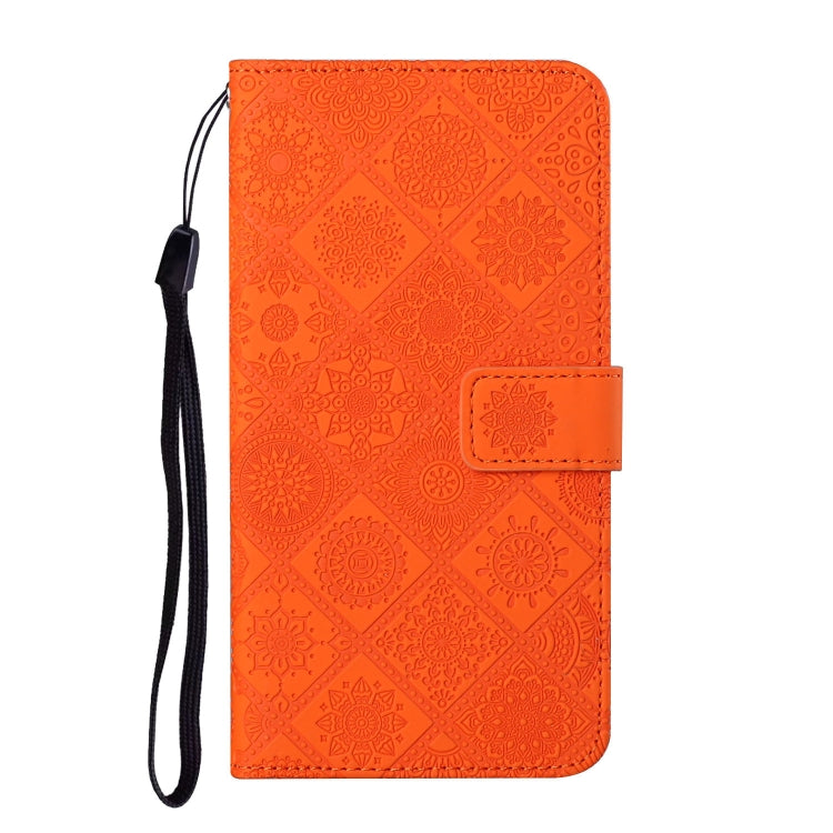 For Samsung Galaxy S25 5G Ethnic Style Embossed Pattern Leather Phone Case(Orange) - Galaxy S25 5G Cases by buy2fix | Online Shopping UK | buy2fix