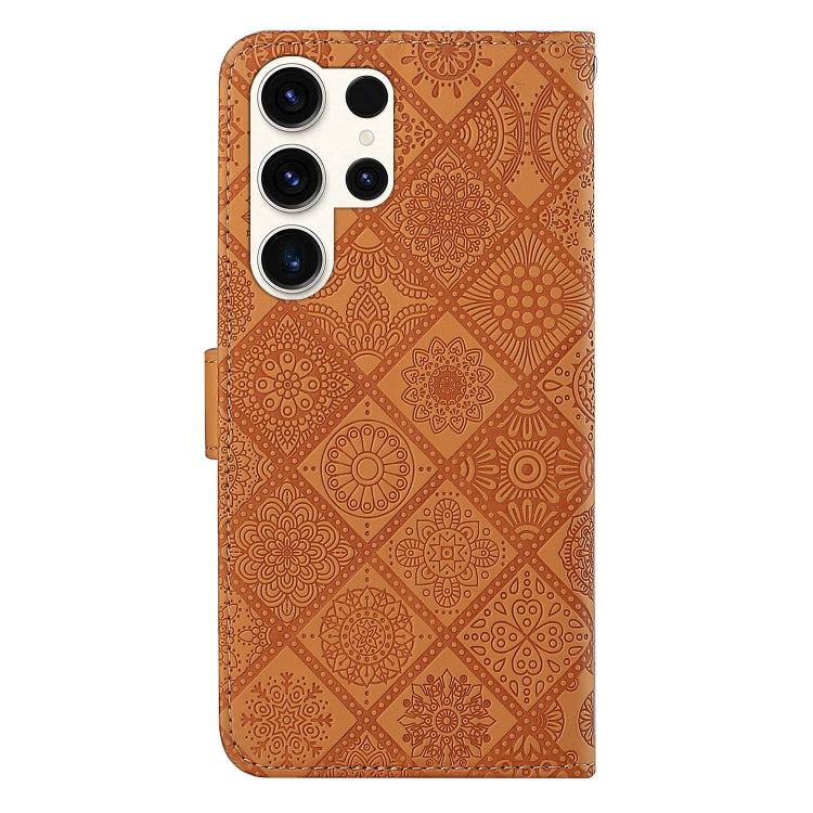 For Samsung Galaxy S25 Ultra 5G Ethnic Style Embossed Pattern Leather Phone Case(Brown) - Galaxy S25 Ultra 5G Cases by buy2fix | Online Shopping UK | buy2fix