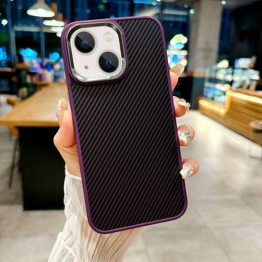 For iPhone 15 Carbon Fiber Texture MagSafe Magnetic Shockproof Phone Case(Purple) - iPhone 15 Cases by buy2fix | Online Shopping UK | buy2fix