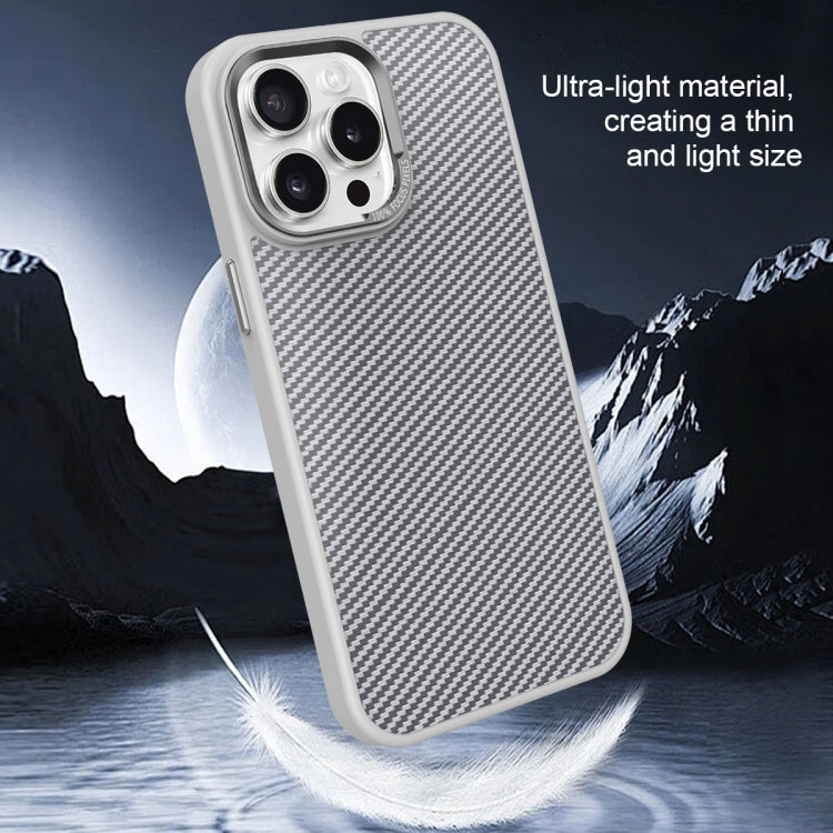 For iPhone 11 Pro Max Carbon Fiber Texture MagSafe Magnetic Shockproof Phone Case(Grey) - iPhone 11 Pro Max Cases by buy2fix | Online Shopping UK | buy2fix