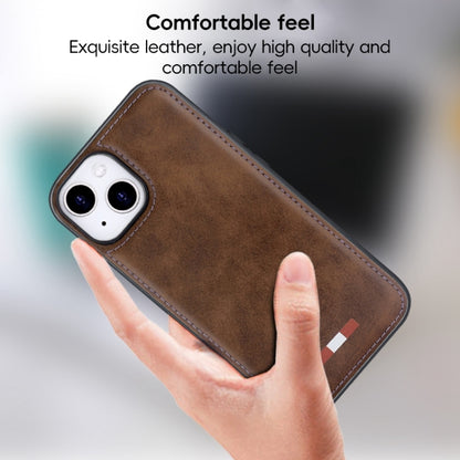 For iPhone 15 Pro Max VIETAO Plain Leather Stitching PU Phone Case(Brown) - iPhone 15 Pro Max Cases by VIETAO | Online Shopping UK | buy2fix