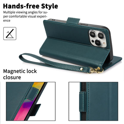 For iPhone 16 Pro Side Buckle RFID Anti-theft Leather Phone Case(Green) - iPhone 16 Pro Cases by buy2fix | Online Shopping UK | buy2fix