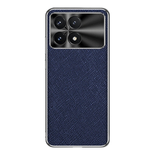 For Redmi K70 Silver Edge Cross Texture PU Leather Phone Case(Sapphire Blue) - K70 Cases by buy2fix | Online Shopping UK | buy2fix