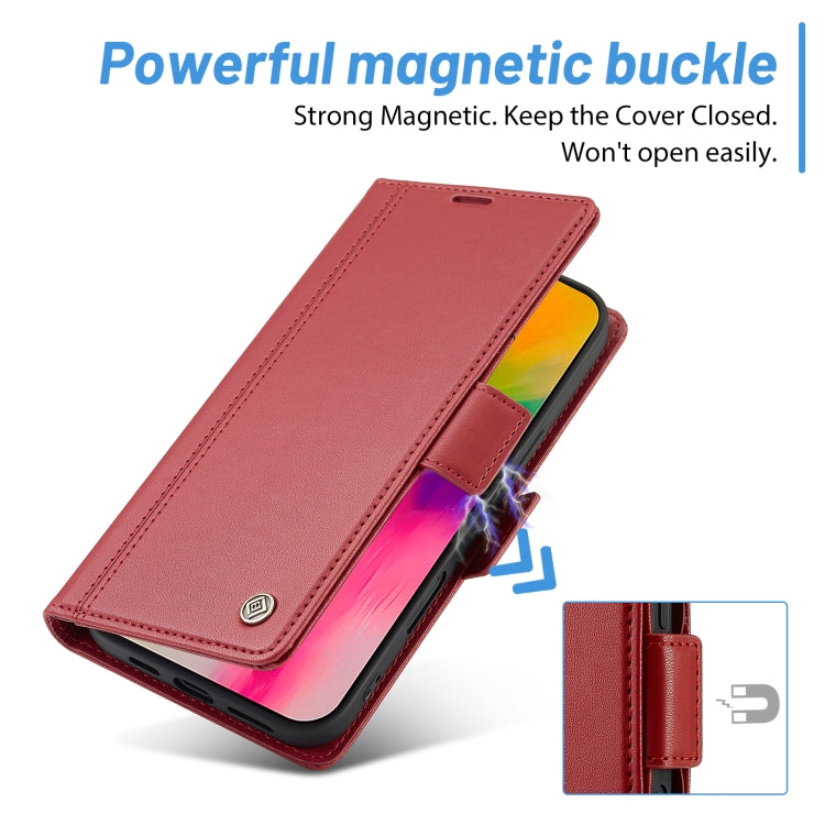 For iPhone 16 Pro LC.IMEEKE Skin-friendly Card Slots Leather Phone Case(Red) - iPhone 16 Pro Cases by LC.IMEEKE | Online Shopping UK | buy2fix