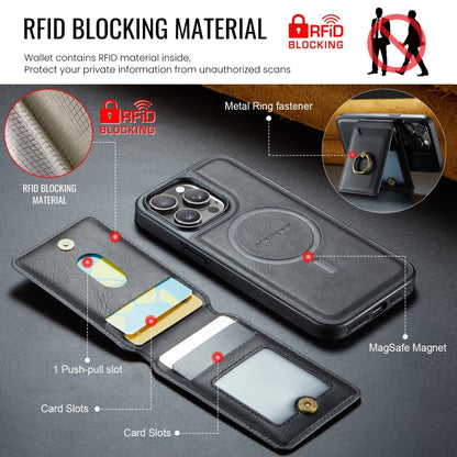 For iPhone 15 DG.MING K1 MagSafe Detachable Wallet RFID Back Cover Phone Case(Black) - iPhone 15 Cases by DG.MING | Online Shopping UK | buy2fix