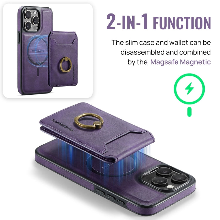 For iPhone 14 DG.MING K1 MagSafe Detachable Wallet RFID Back Cover Phone Case(Purple) - iPhone 14 Cases by DG.MING | Online Shopping UK | buy2fix