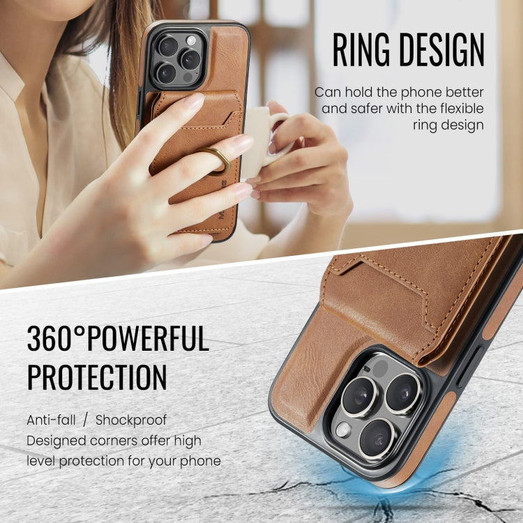 For iPhone 14 DG.MING K1 MagSafe Detachable Wallet RFID Back Cover Phone Case(Brown) - iPhone 14 Cases by DG.MING | Online Shopping UK | buy2fix