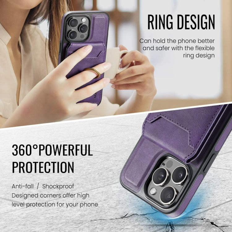 For iPhone 14 Pro DG.MING K1 MagSafe Detachable Wallet RFID Back Cover Phone Case(Purple) - iPhone 14 Pro Cases by DG.MING | Online Shopping UK | buy2fix