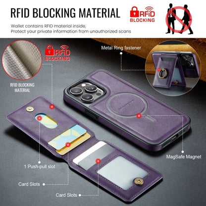 For iPhone 13 DG.MING K1 MagSafe Detachable Wallet RFID Back Cover Phone Case(Purple) - iPhone 13 Cases by DG.MING | Online Shopping UK | buy2fix