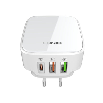 LDNIO Q334 32W Type-C + Dual USB Port Charger with 1m Micro USB Data Cable, Plug Type:EU Plug(White) - USB Charger by LDNIO | Online Shopping UK | buy2fix