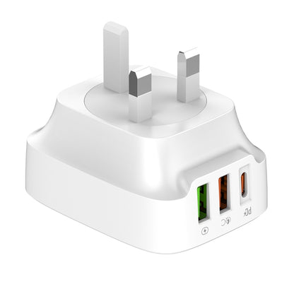 LDNIO Q334 32W Type-C + Dual USB Port Charger with 1m 8 Pin Data Cable, Plug Type:UK Plug(White) - USB Charger by LDNIO | Online Shopping UK | buy2fix