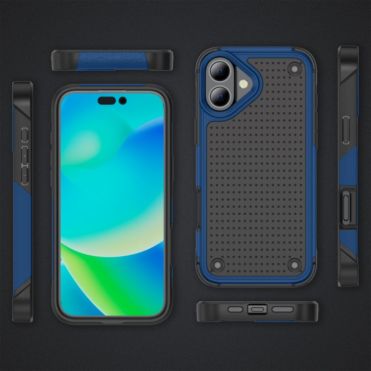 For iPhone 16 PC + TPU Shockproof Protective Phone Case(Blue+Black) - iPhone 16 Cases by buy2fix | Online Shopping UK | buy2fix