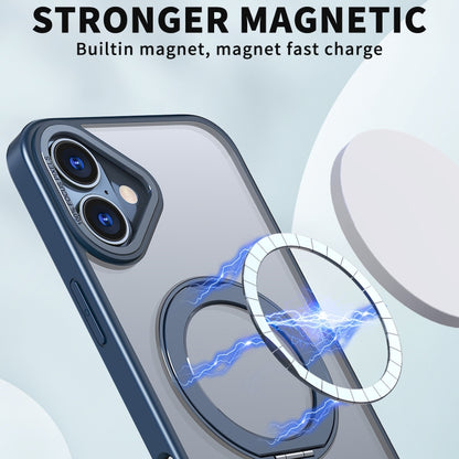 For iPhone 16 Plus Wing Series MagSafe Magnetic Ring Holder Phone Case(Blue) - iPhone 16 Plus Cases by buy2fix | Online Shopping UK | buy2fix