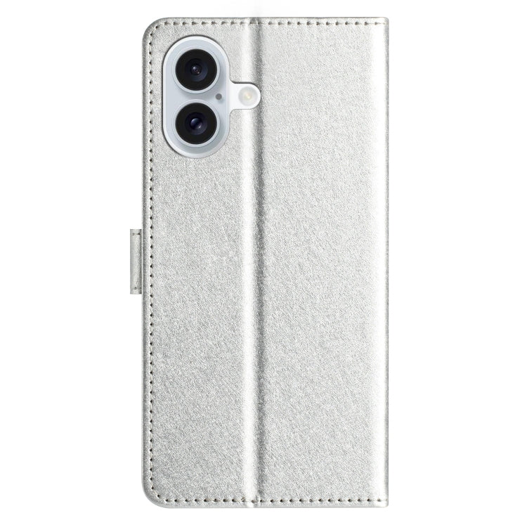 For iPhone 16 Silk Texture Horizontal Flip Leather Phone Case(Silver) - iPhone 16 Cases by buy2fix | Online Shopping UK | buy2fix