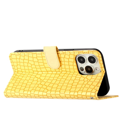 For iPhone 16 Pro Crocodile Texture Horizontal Flip Leather Phone Case(Yellow) - iPhone 16 Pro Cases by buy2fix | Online Shopping UK | buy2fix