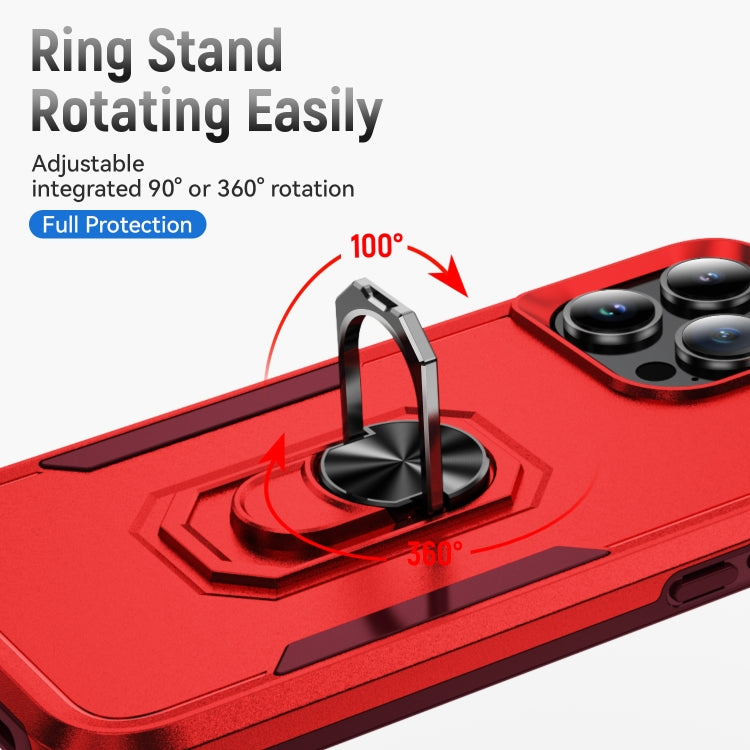 For iPhone 16 Pro Pioneer Armor Heavy Duty PC + TPU Phone Case with Holder(Red+Rose Red) - iPhone 16 Pro Cases by buy2fix | Online Shopping UK | buy2fix