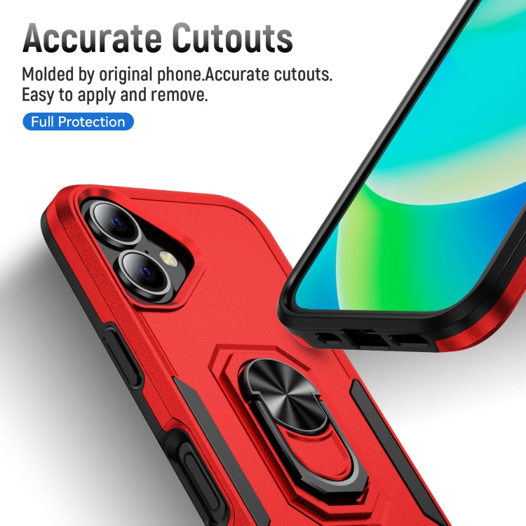 For iPhone 16 Plus Pioneer Armor Heavy Duty PC + TPU Phone Case with Holder(Red+Black) - iPhone 16 Plus Cases by buy2fix | Online Shopping UK | buy2fix