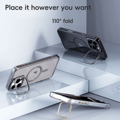 For iPhone 16 Pro Max Frosted Crystal Clear Lens Holder MagSafe Magnetic Phone Case(Transparent Black) - iPhone 16 Pro Max Cases by buy2fix | Online Shopping UK | buy2fix