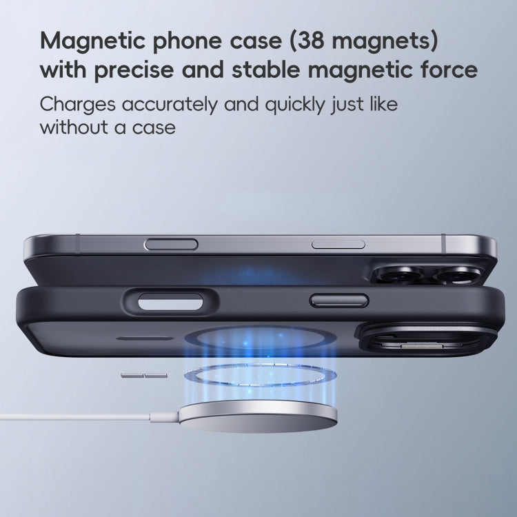 For iPhone 16 Pro Frosted Lens Holder MagSafe Magnetic Phone Case(Puprle) - iPhone 16 Pro Cases by buy2fix | Online Shopping UK | buy2fix